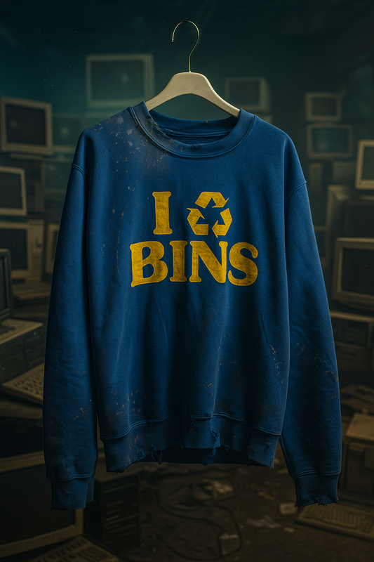 I RECYCLE BIN CREWNECK SWEATSHIRT (DISTRESSED) BEST BINS (CYBER MONDAY)