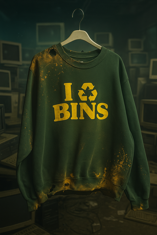 I RECYCLE BIN CREWNECK SWEATSHIRT (DISTRESSED) GREENBAY (CYBER MONDAY)